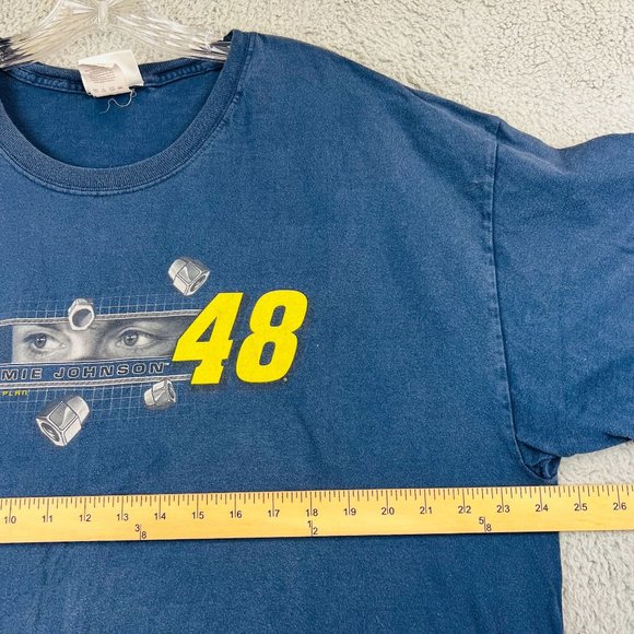 Vintage Nascar Chase Jimmie Johnson Lowes #48 Blue Men’s T-Shirt Size 2XL - Picture 6 of 9